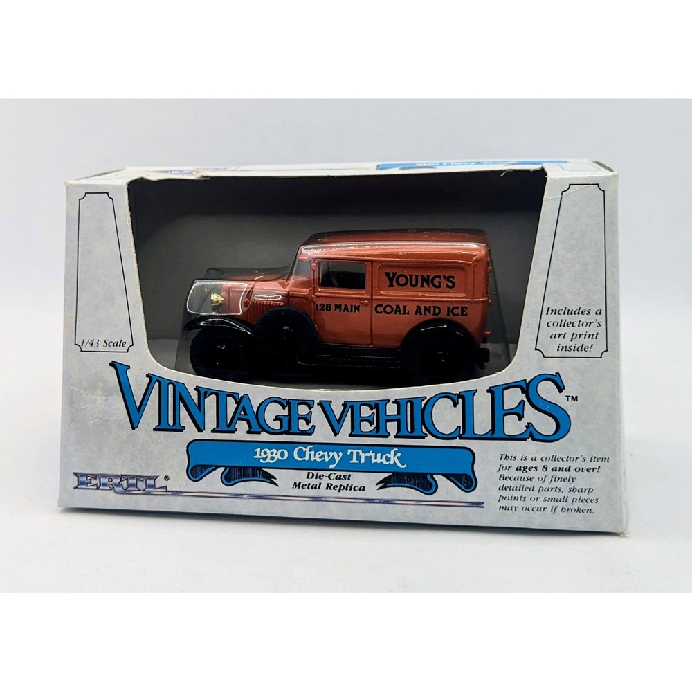 1985 ERTL 1930 Chevy Truck Young's Coal & Ice Vintage Vehicles Diecast 1/43